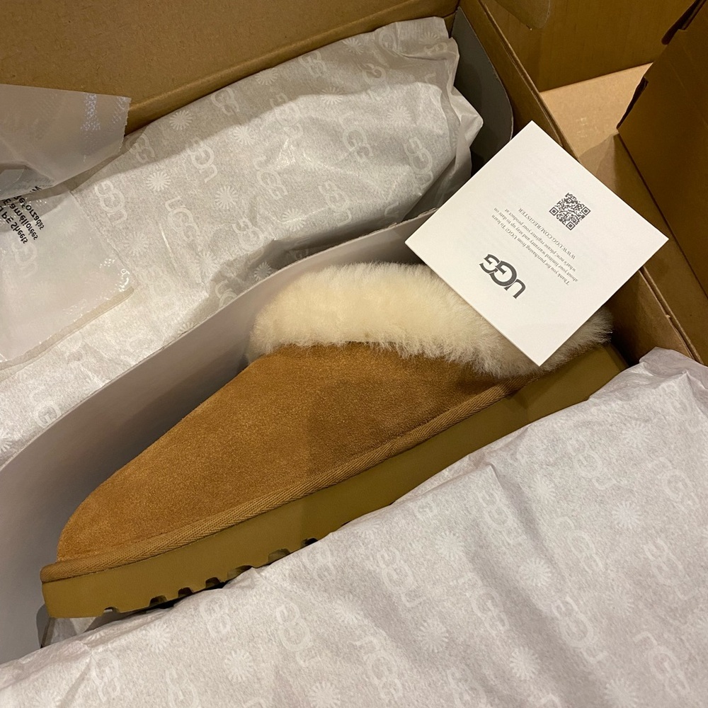 UGG |  Cluggette Fur Lined Slippers In Chestnut NEW In Box - Picture 8 of 11